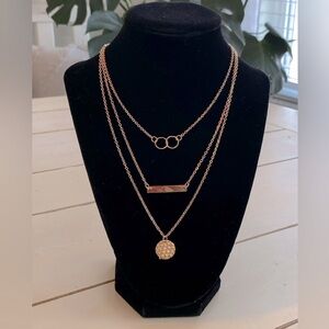 Layered Pendant Fashion Necklace Gold Tone Costume Jewelry Minimalist  Boho NWT